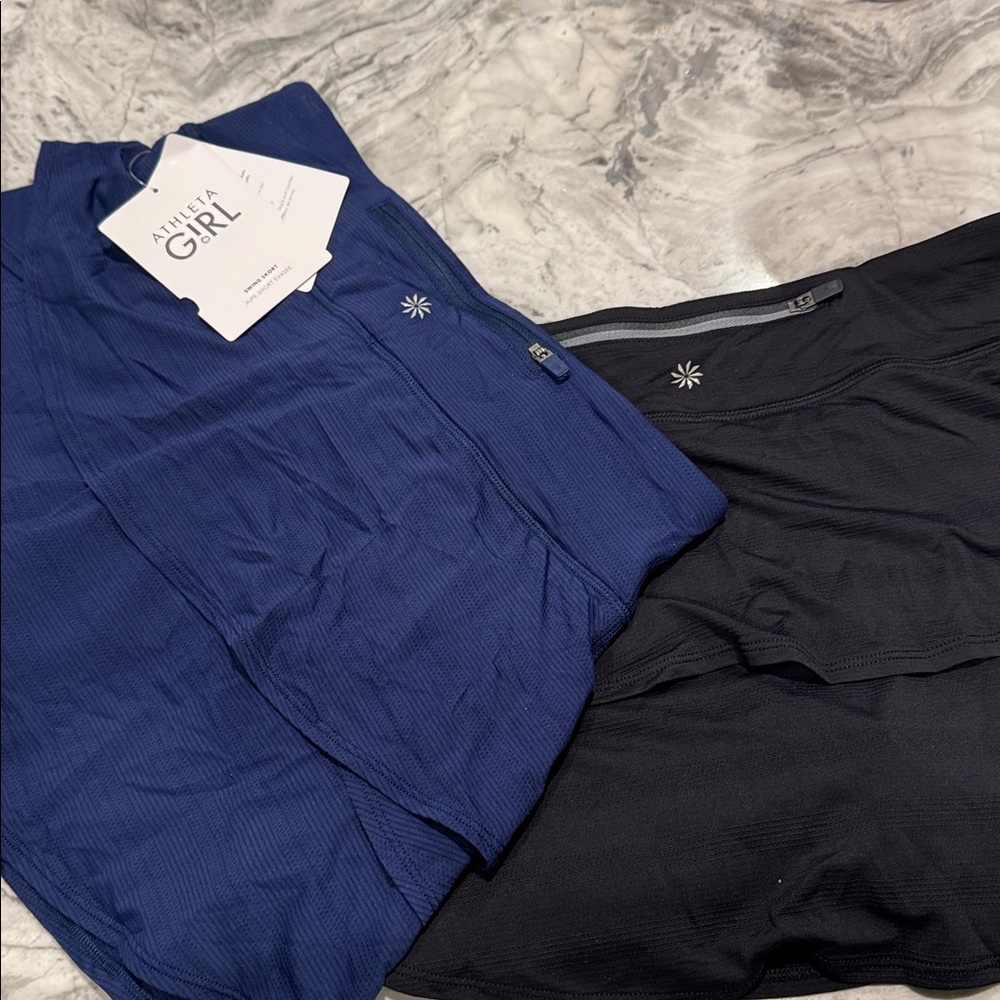Athleta Girl NWT XL/14 mini swing skort skirts - Black and Blue Sold As Set